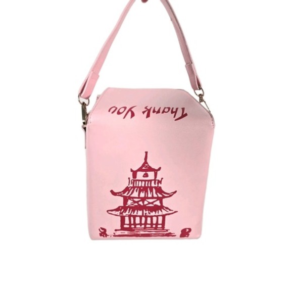 Chinese Take Out‎ Purse Faux Leather Pink Crossbody Thank You Bag - Picture 2 of 10